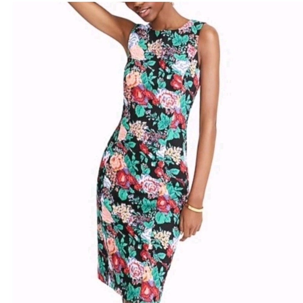J.Crew Womens Adachi‎ Floral Sleeveless Shift Dress Black Multicolor Size 16